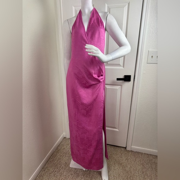 Meshki pink halter maxi dress with slit Size Small. #339 - Picture 3 of 16